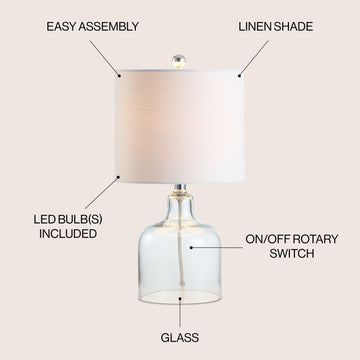 Gemma 19" Glass Bell LED Table Lamp